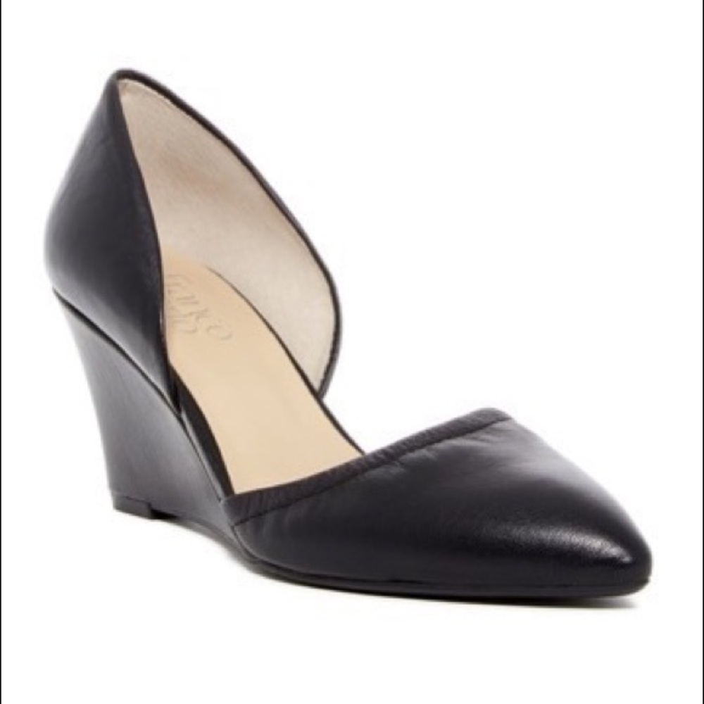 NWT Franco Sarto Fenway Wedge Size 9.5 Blk leather